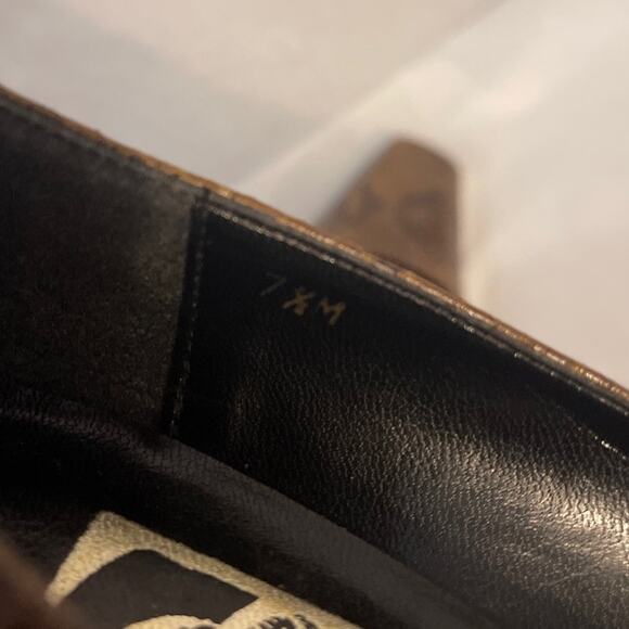 Juliana Leather Hollow Wedge Vintage Size 7.5 M Brown Snake Print Womens Pump - Picture 10 of 11